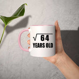 8th Birthday Square Root of 64 Years Old - 11oz Accent Mug Pink