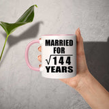 12th Anniversary Married For Square Root of 144 Years - 11oz Accent Mug Pink