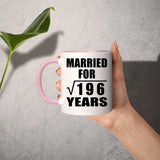 14th Anniversary Married For Square Root of 196 Years - 11oz Accent Mug Pink