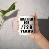 27th Anniversary Married For Square Root of 729 Years - 11oz Accent Mug Pink