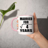2nd Anniversary Married For Square Root of 4 Years - 11oz Accent Mug Pink