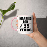 5th Anniversary Married For Square Root of 25 Years - 11oz Accent Mug Pink