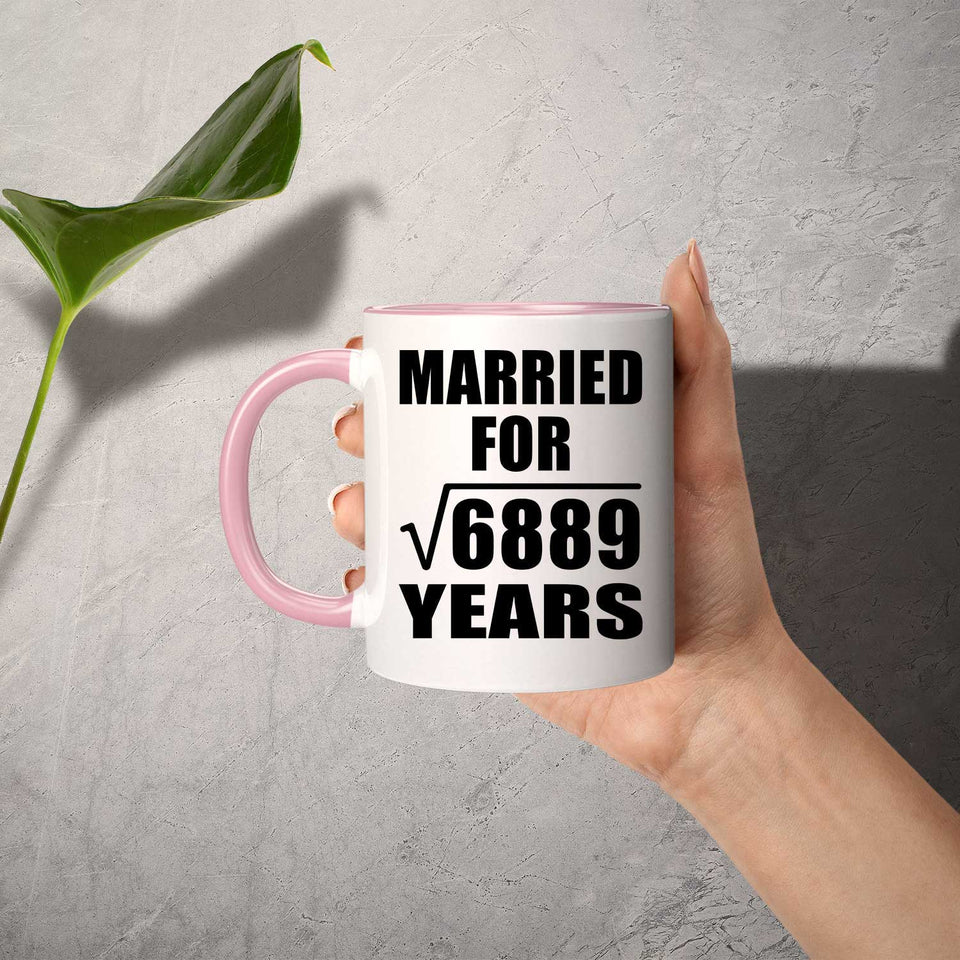 83rd Anniversary Married For Square Root of 6889 Years - 11oz Accent Mug Pink