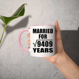 97th Anniversary Married For Square Root of 9409 Years - 11oz Accent Mug Pink