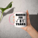 9th Anniversary Married For Square Root of 81 Years - 11oz Accent Mug Pink