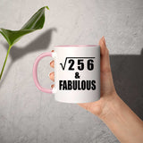 16th Birthday Square Root of 256 & Fabulous - 11oz Accent Mug Pink
