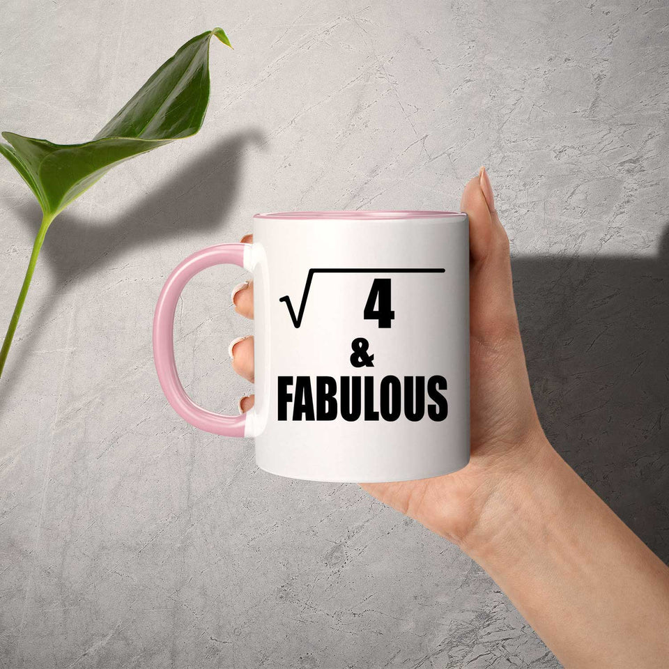 2nd Birthday Square Root of 4 & Fabulous - 11oz Accent Mug Pink