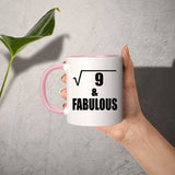3rd Birthday Square Root of 9 & Fabulous - 11oz Accent Mug Pink