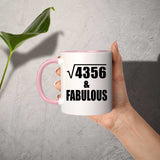 66th Birthday Square Root of 4356 & Fabulous - 11oz Accent Mug Pink