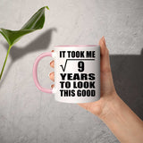3rd Birthday Took Square Root of 9 Years To Look Good - 11oz Accent Mug Pink