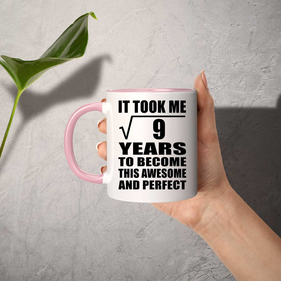 3rd Birthday Took Square Root of 9 Years To Awesome - 11oz Accent Mug Pink