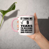 3rd Birthday Took Square Root of 9 Years To Awesome - 11oz Accent Mug Pink