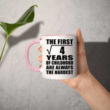 2nd Birthday Square Root of 4 Years of Childhood - 11oz Accent Mug Pink