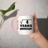 2nd Anniversary Square Root of 4 Years Anniversary - 11oz Accent Mug Pink
