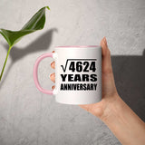 68th Anniversary Square Root of 4624 Years Anniversary - 11oz Accent Mug Pink
