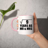3rd Anniversary Square Root of 9 Years As Mr & Mrs - 11oz Accent Mug Pink