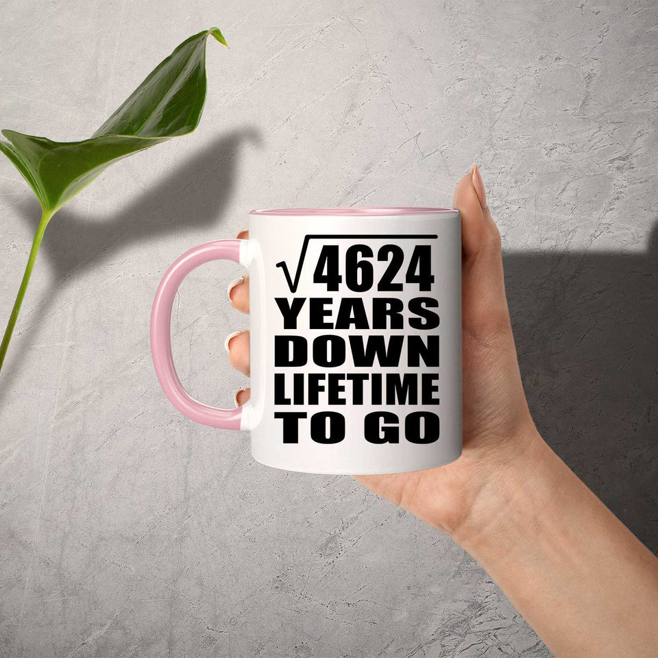 68th Anniversary Square Root of 4624 Years Lifetime To Go - 11oz Accent Mug Pink