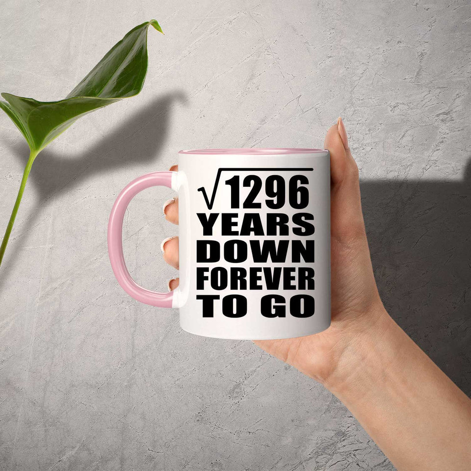 36th Anniversary Square Root of 1296 Years Down Forever To Go - 11oz Accent Mug Pink