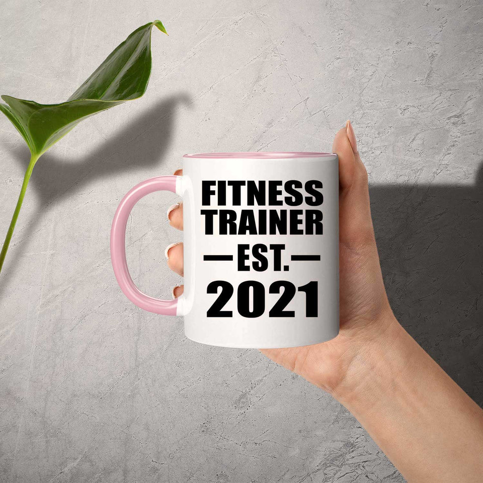 Fitness Trainer Established EST. 2021 - 11oz Accent Mug Pink
