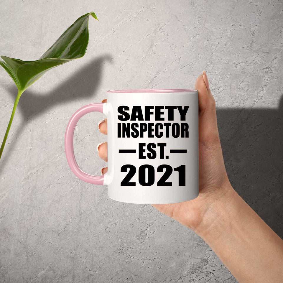 Safety Inspector Established EST. 2021 - 11oz Accent Mug Pink