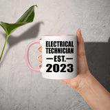 Electrical Technician Established EST. 2023 - 11oz Accent Mug Pink