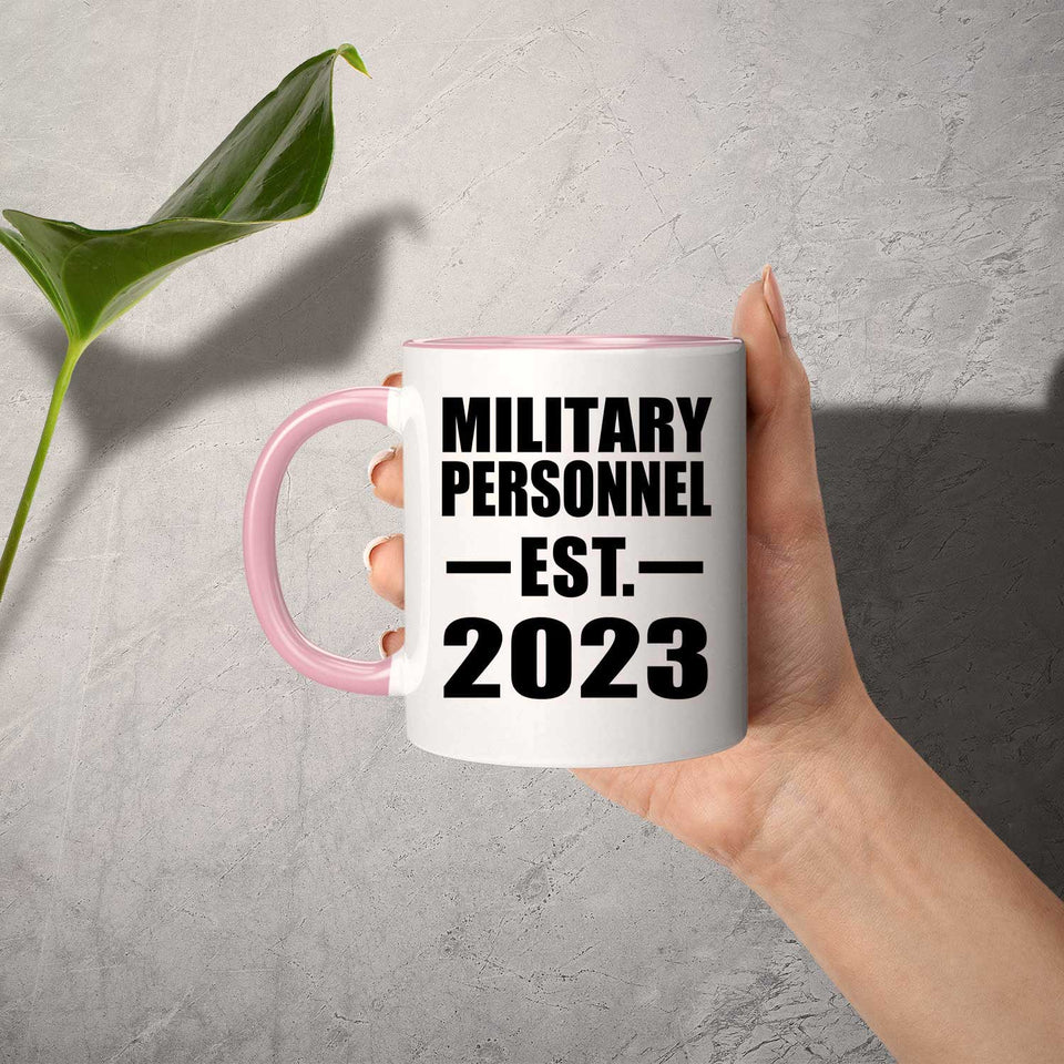 Military Personnel Established EST. 2023 - 11oz Accent Mug Pink
