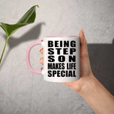 Being Step Son Makes Life Special - 11oz Accent Mug Pink
