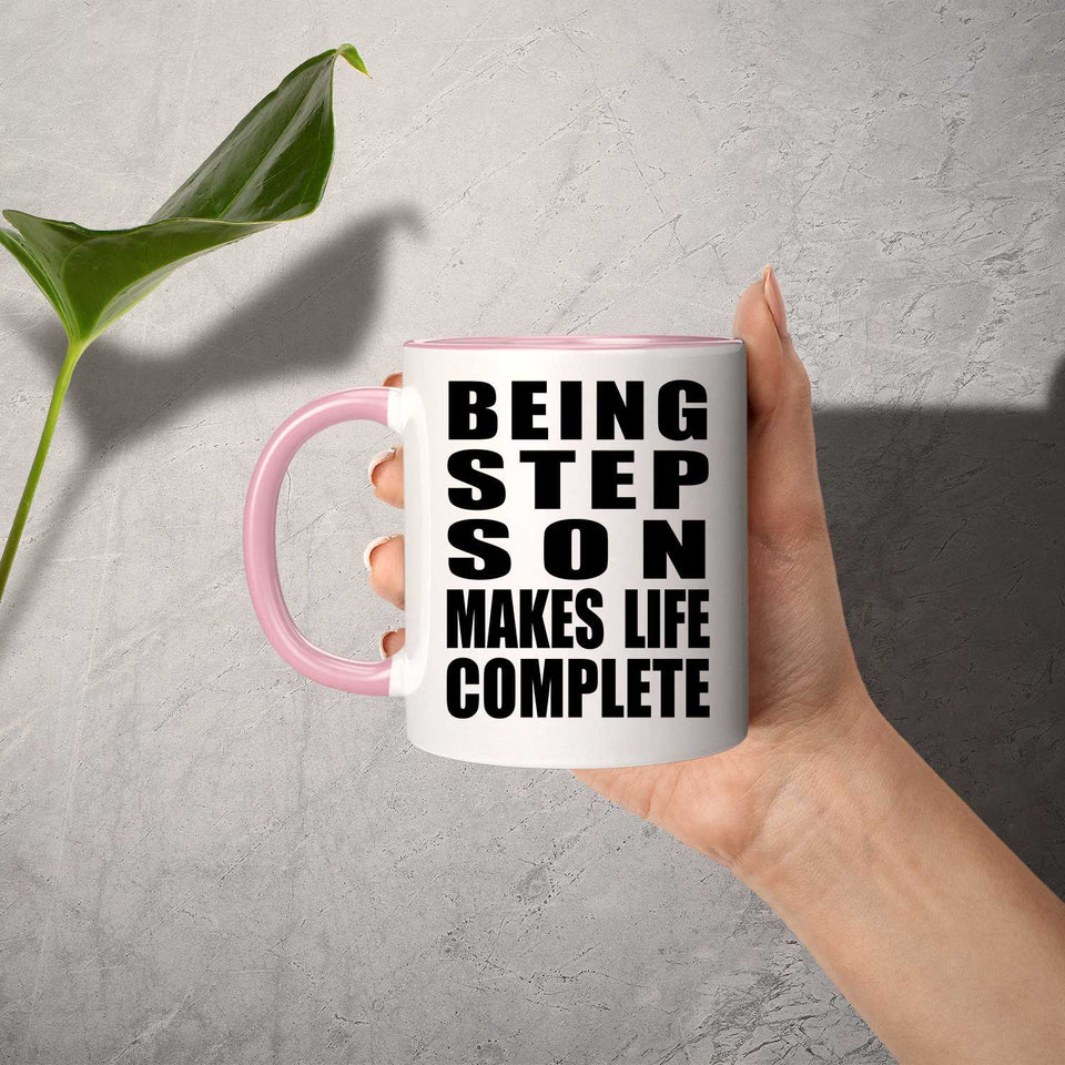 Being Step Son Makes Life Complete - 11oz Accent Mug Pink