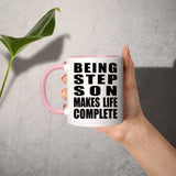 Being Step Son Makes Life Complete - 11oz Accent Mug Pink