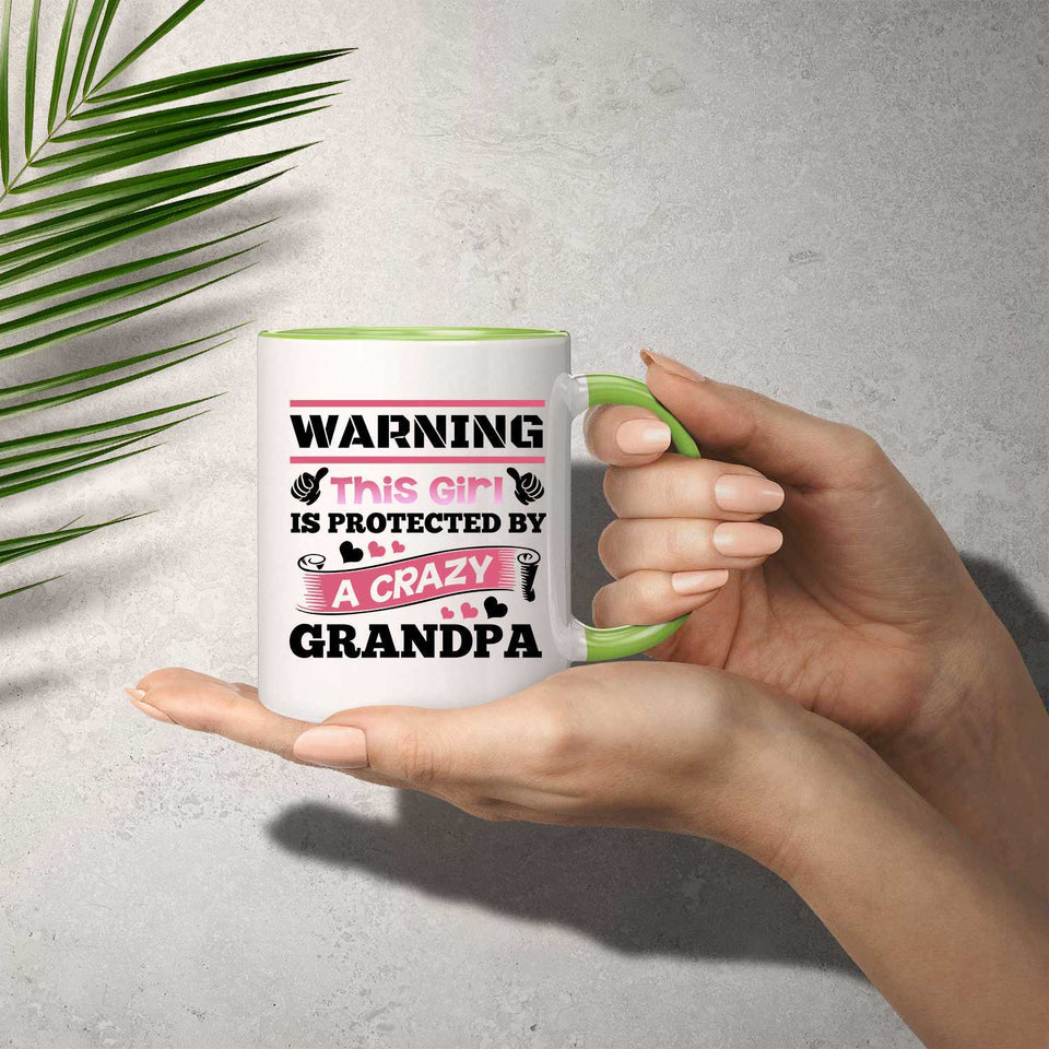 Warning This Girl Is Protected by A Crazy Grandpa - 11oz Accent Mug Green