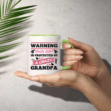 Warning This Girl Is Protected by A Crazy Grandpa - 11oz Accent Mug Green