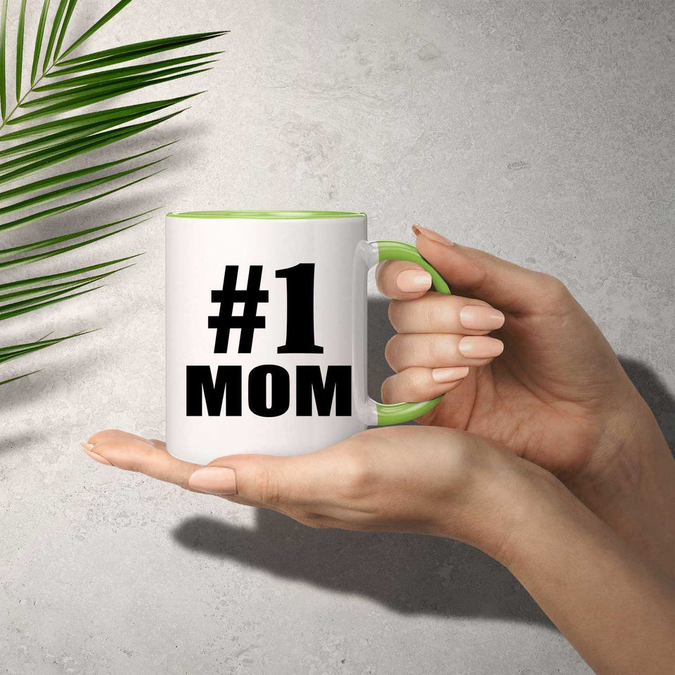 Number One #1 Mom - 11oz Accent Mug Green