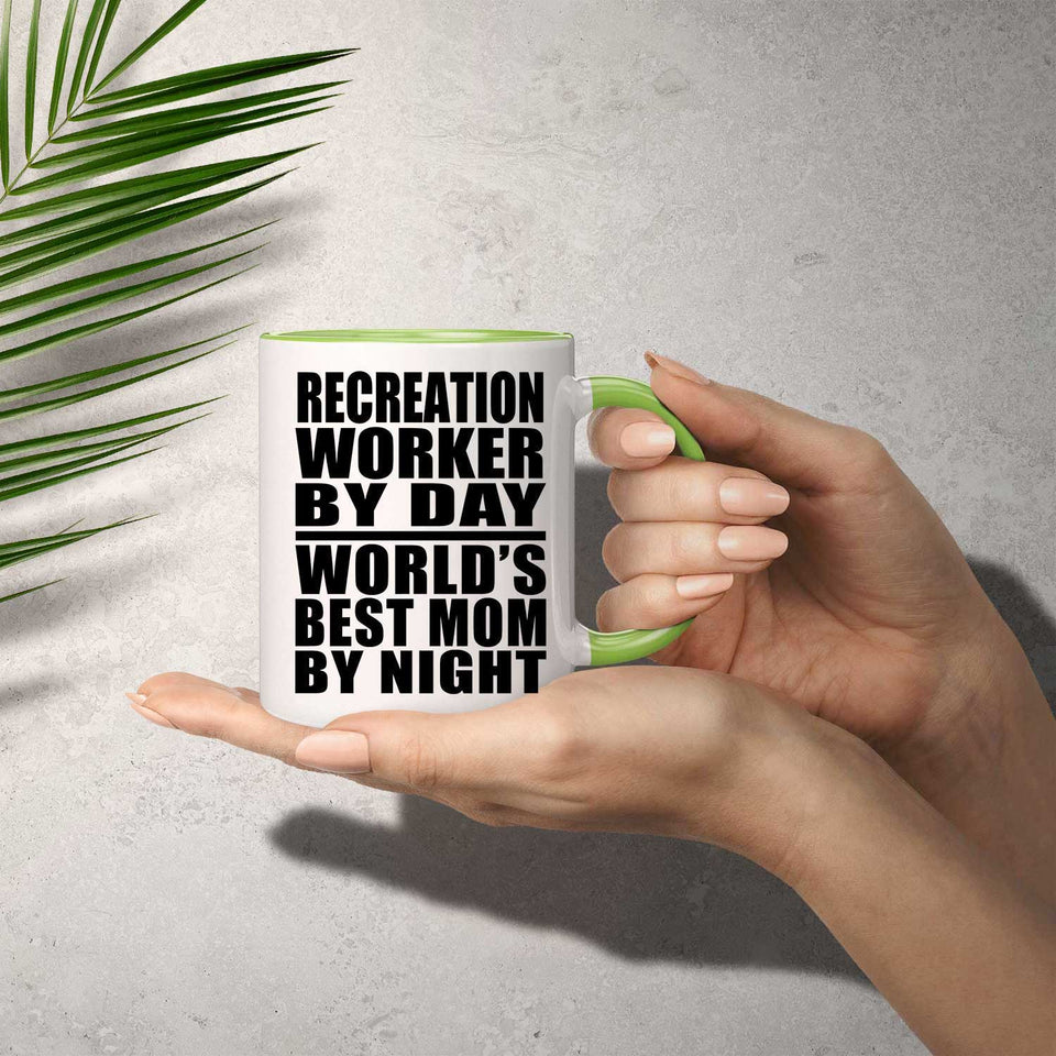 Recreation Worker By Day World's Best Mom By Night - 11oz Accent Mug Green