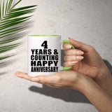Happy 4th Anniversary 4 Years & Counting - 11oz Accent Mug Green