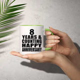 Happy 8th Anniversary 8 Years & Counting - 11oz Accent Mug Green