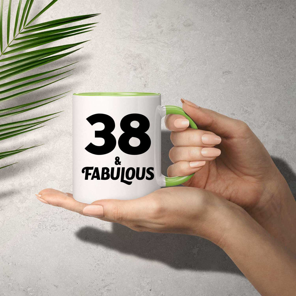 38th Birthday 38 & Fabulous - 11oz Accent Mug Green