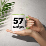 57th Birthday 57 & Fabulous - 11oz Accent Mug Green