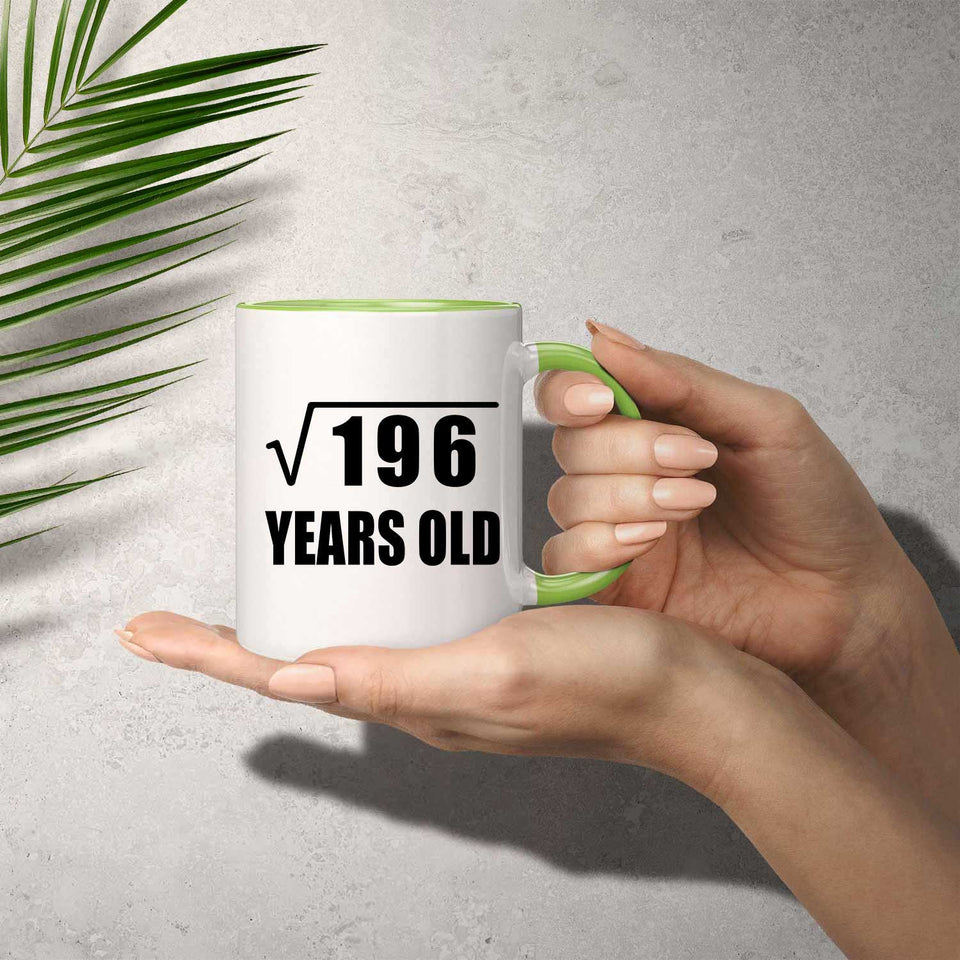 14th Birthday Square Root of 196 Years Old - 11oz Accent Mug Green