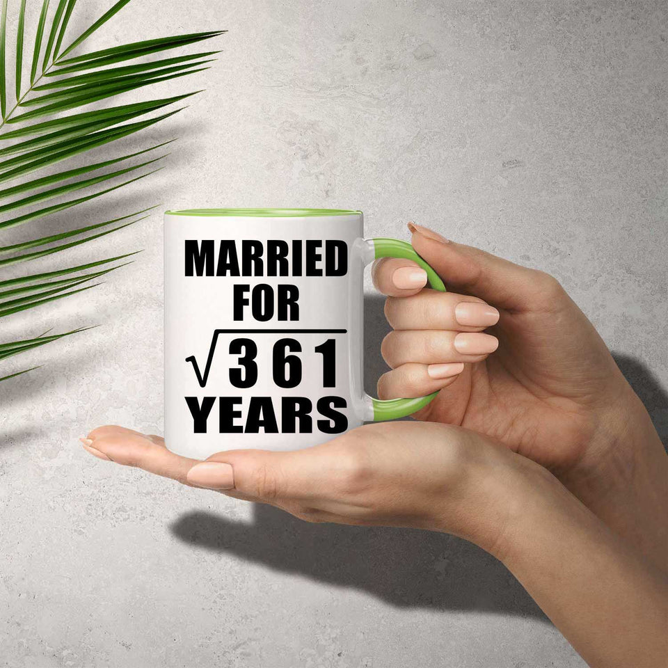 19th Anniversary Married For Square Root of 361 Years - 11oz Accent Mug Green