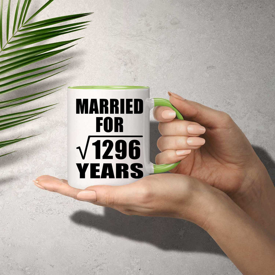 36th Anniversary Married For Square Root of 1296 Years - 11oz Accent Mug Green