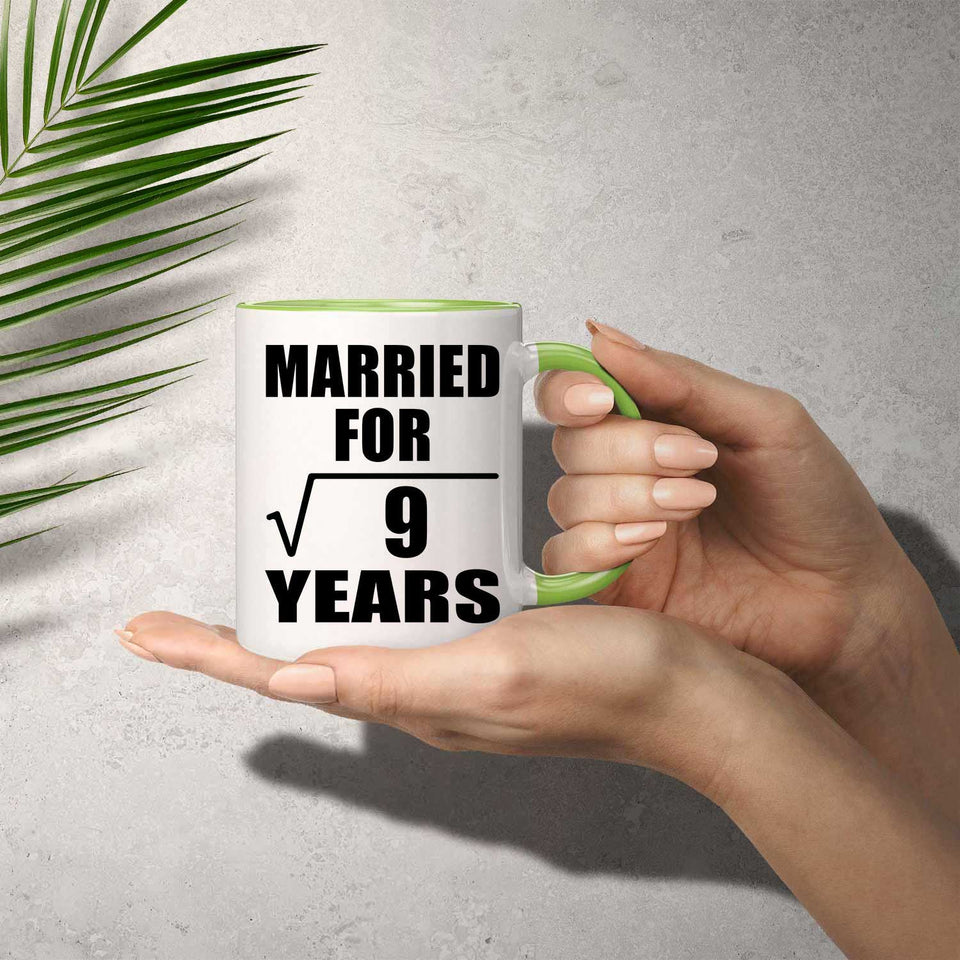 3rd Anniversary Married For Square Root of 9 Years - 11oz Accent Mug Green