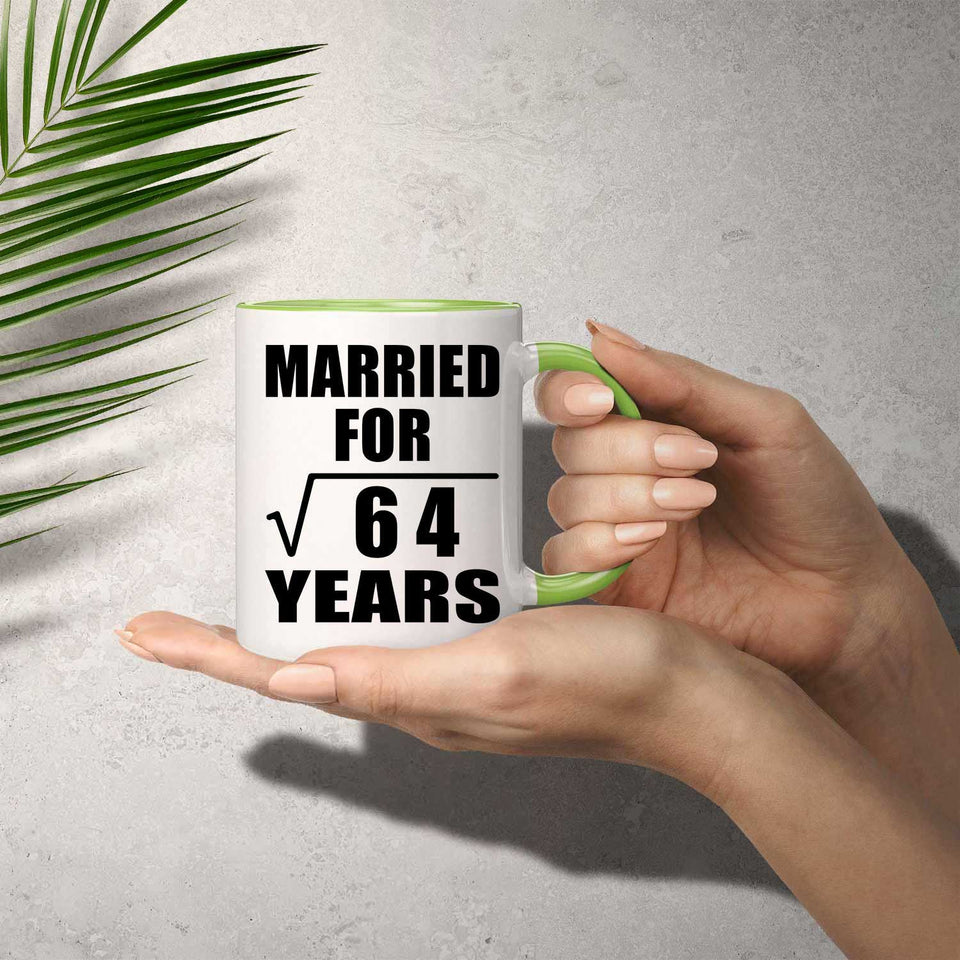 8th Anniversary Married For Square Root of 64 Years - 11oz Accent Mug Green