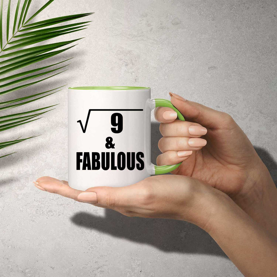 3rd Birthday Square Root of 9 & Fabulous - 11oz Accent Mug Green