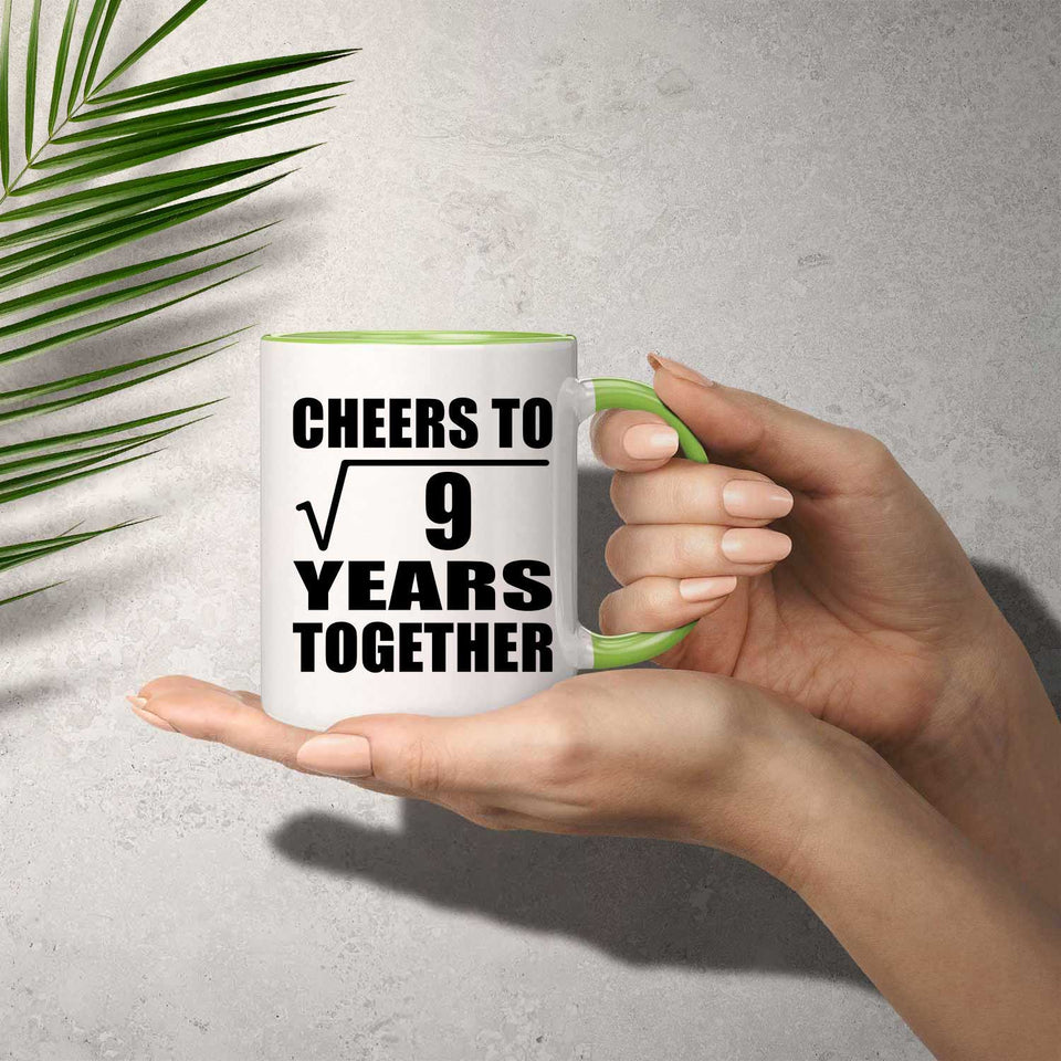 3rd Anniversary Cheers To Square Root of 9 Years Together - 11oz Accent Mug Green