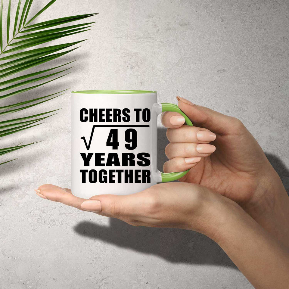 7th Anniversary Cheers To Square Root of 49 Years Together - 11oz Accent Mug Green