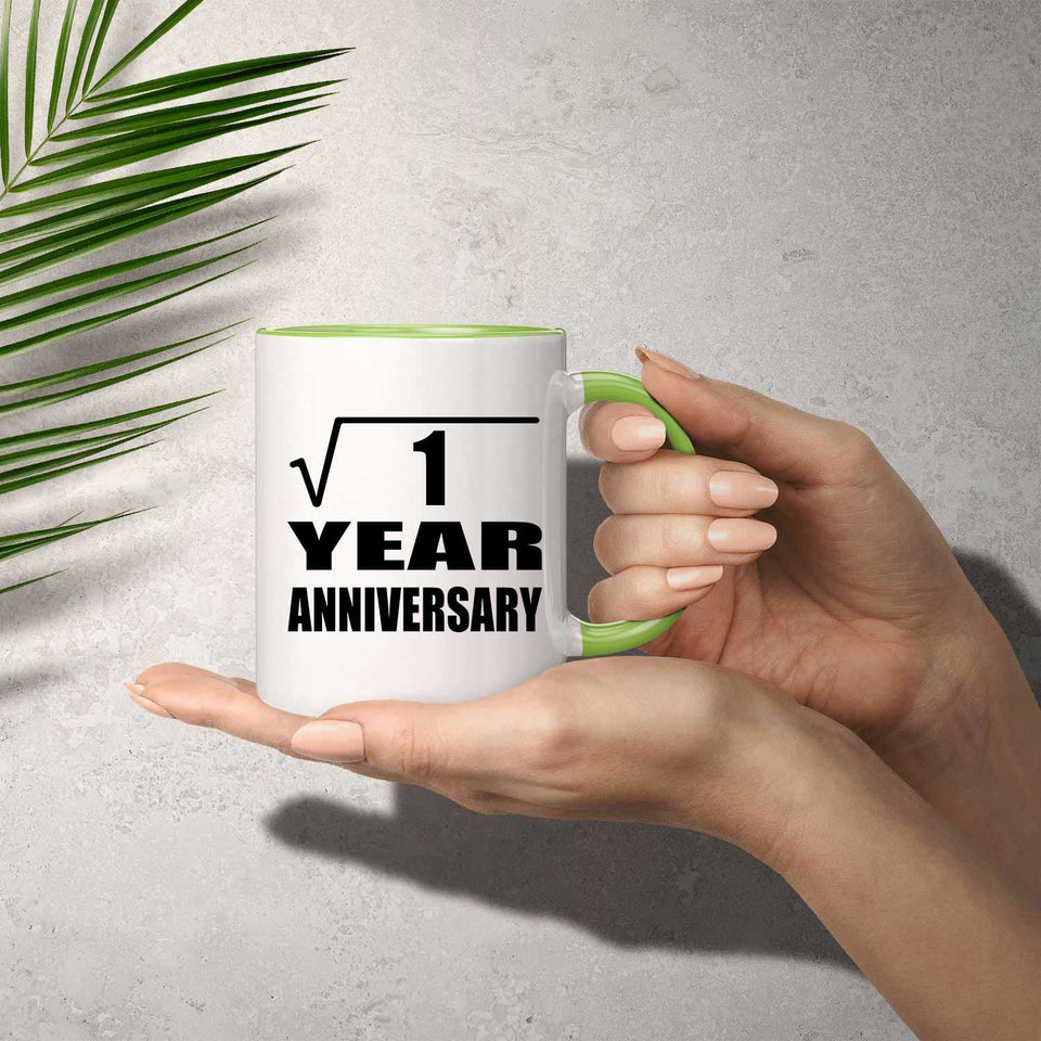1st Anniversary Square Root of 1 Year Anniversary - 11oz Accent Mug Green