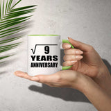 3rd Anniversary Square Root of 9 Years Anniversary - 11oz Accent Mug Green