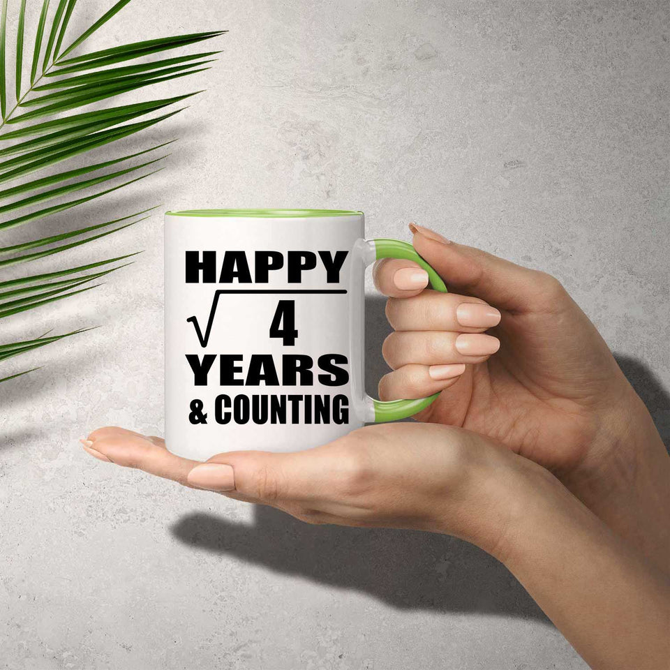 Happy 2nd Anniversary Square Root of 4 Years & Counting - 11oz Accent Mug Green