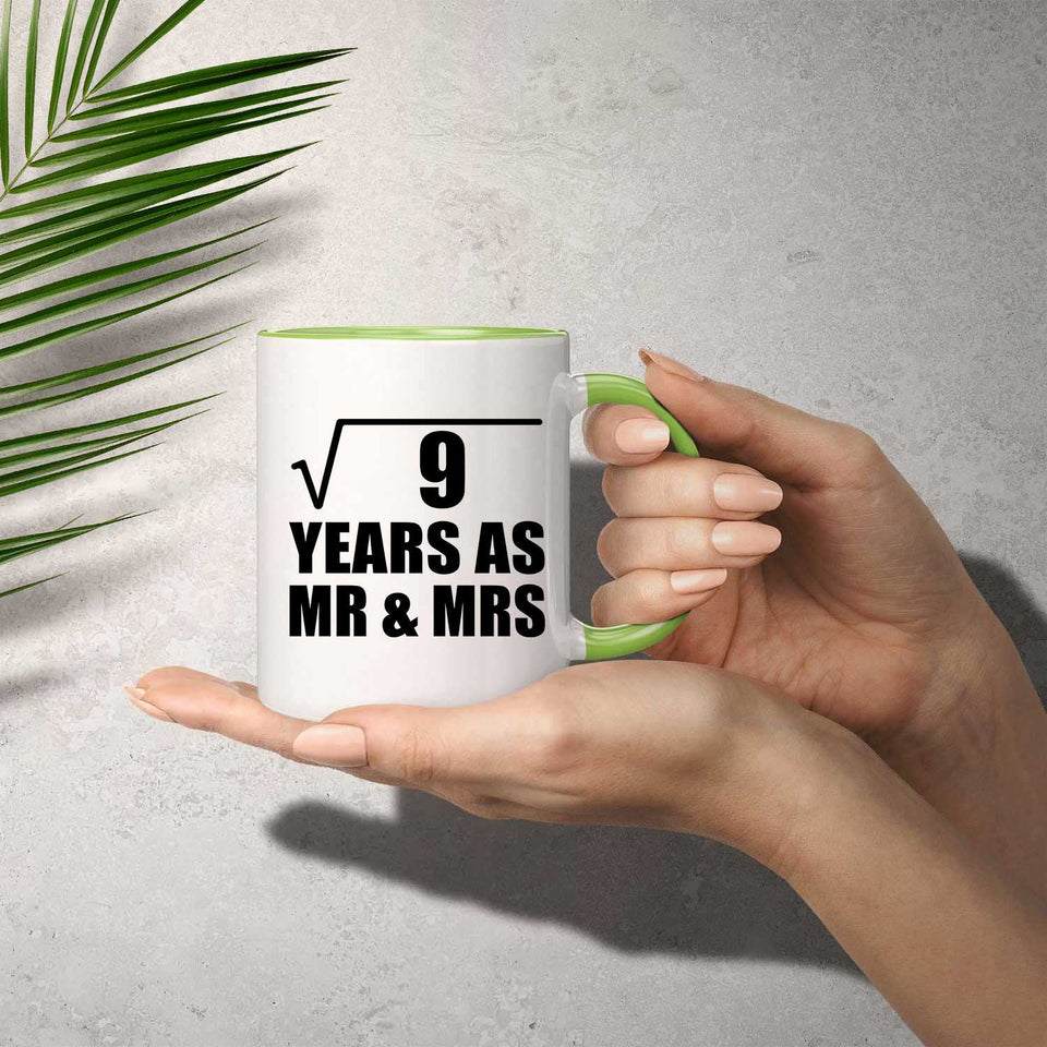 3rd Anniversary Square Root of 9 Years As Mr & Mrs - 11oz Accent Mug Green