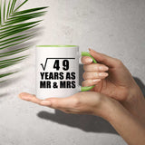 7th Anniversary Square Root of 49 Years As Mr & Mrs - 11oz Accent Mug Green